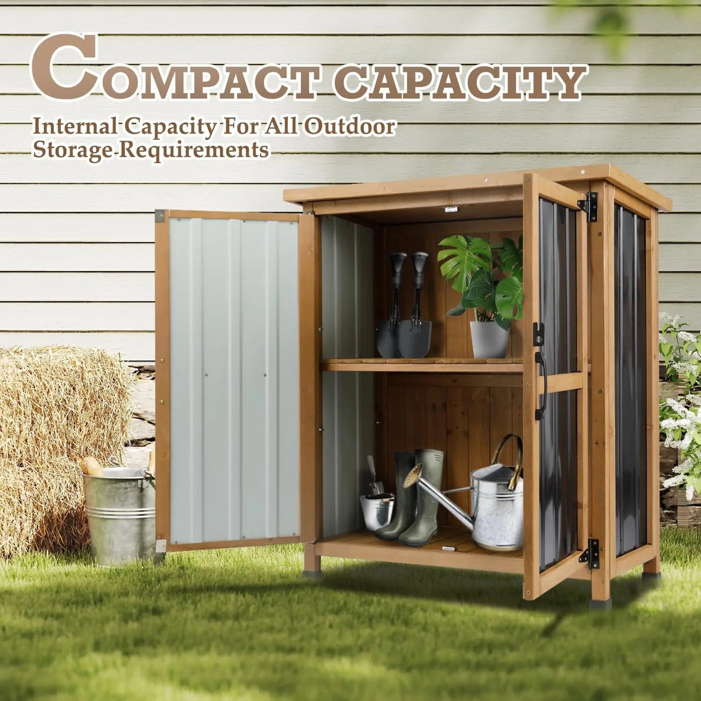 PetsCosset Weatherproof Outdoor Storage Shed Garden Cabinet