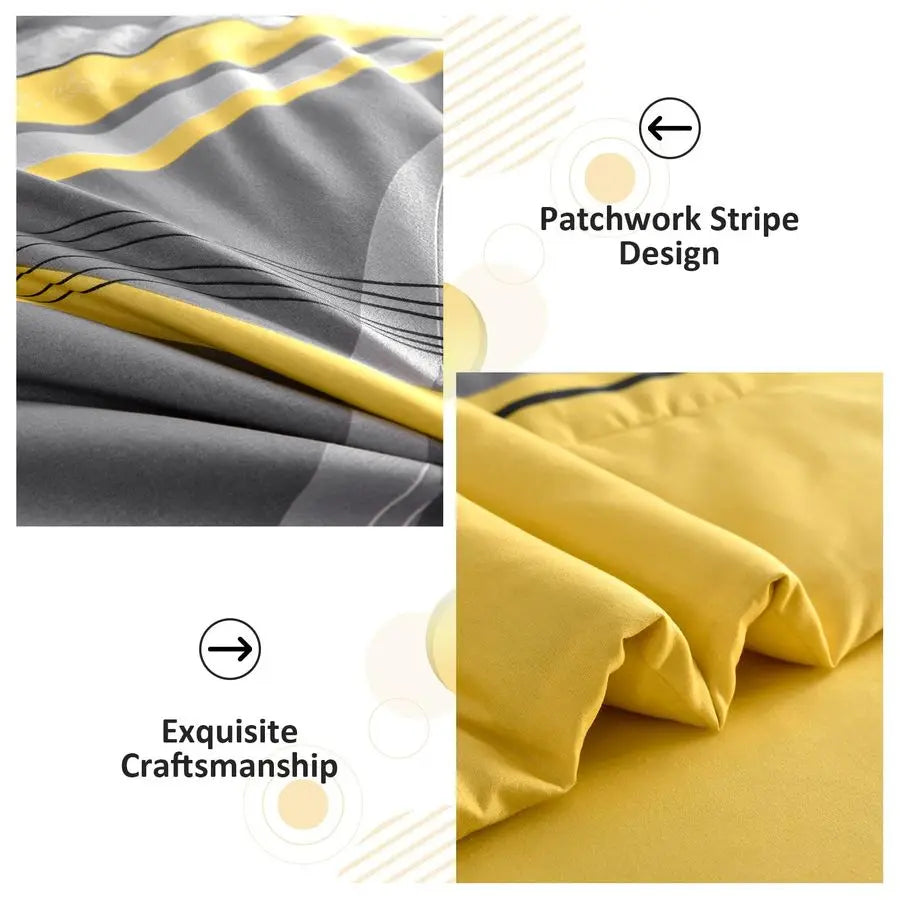 Comforter Set Bed in a Bag Patchwork Striped Boho Microfiber