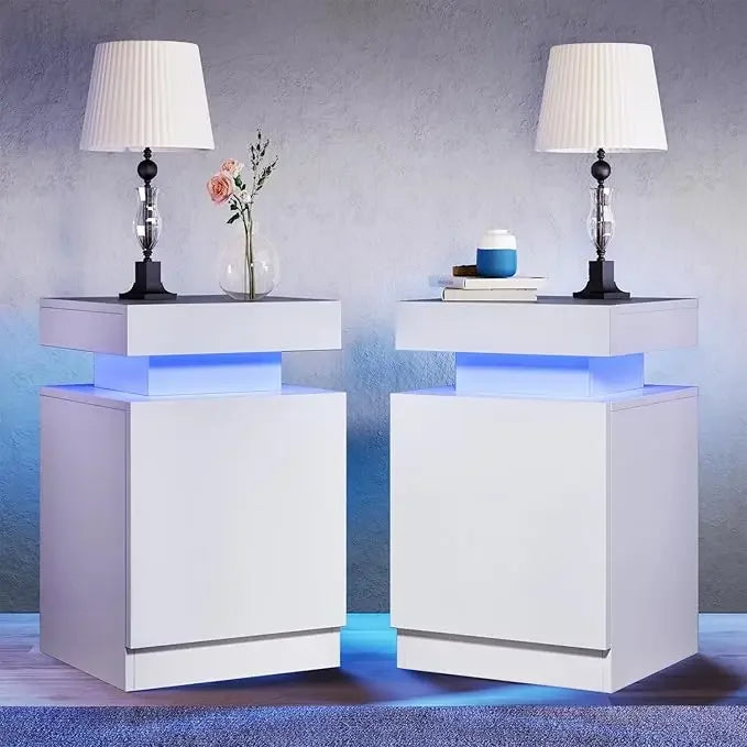 Nightstand Set of 2 With LED Lights