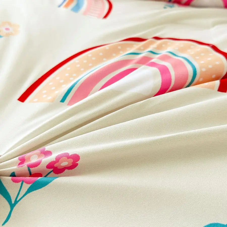 Lightweight Rainbow Comforter Set With Pillow Covers For Girls