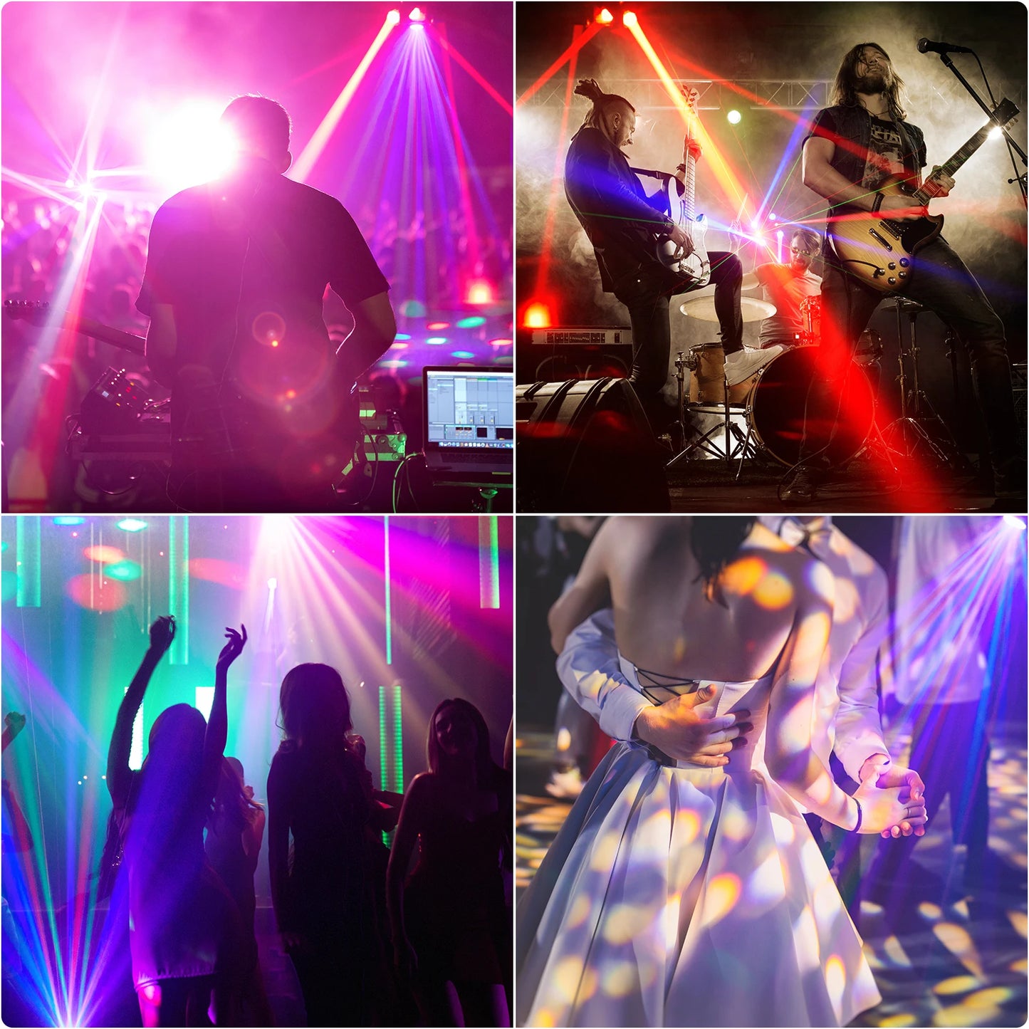 Yiflamefly 90W RGBW 4-IN-1 Lighting Effect and Starry Effect Controlled DMX512 Sound-activated For Bars Birthday Party Wedding