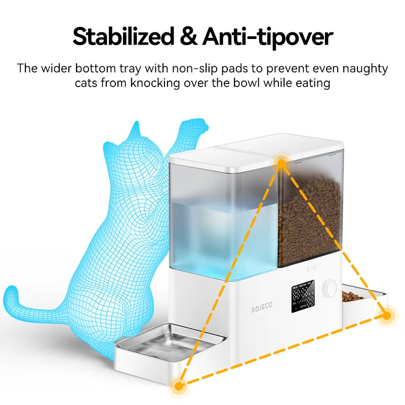 ROJECO 2in1 Automatic Pet Feeder And Water Fountain For Cats