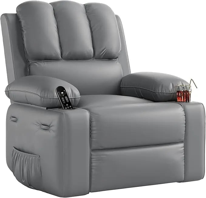 Leather Recliner Chair Overstuffed Manual Recliner For Living Room
