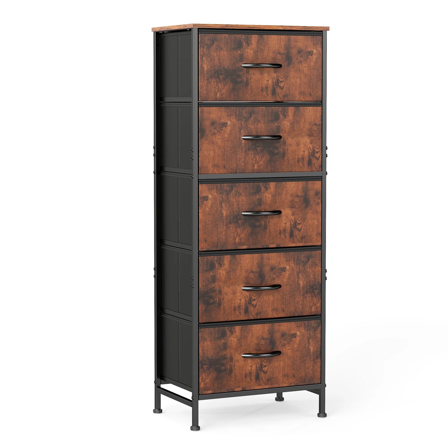 JHK Dresser With 5 Fabric Drawers And Steel Frame Storage