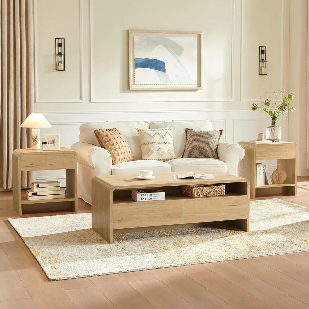 Living Room Table Set With Coffee Table And End Tables