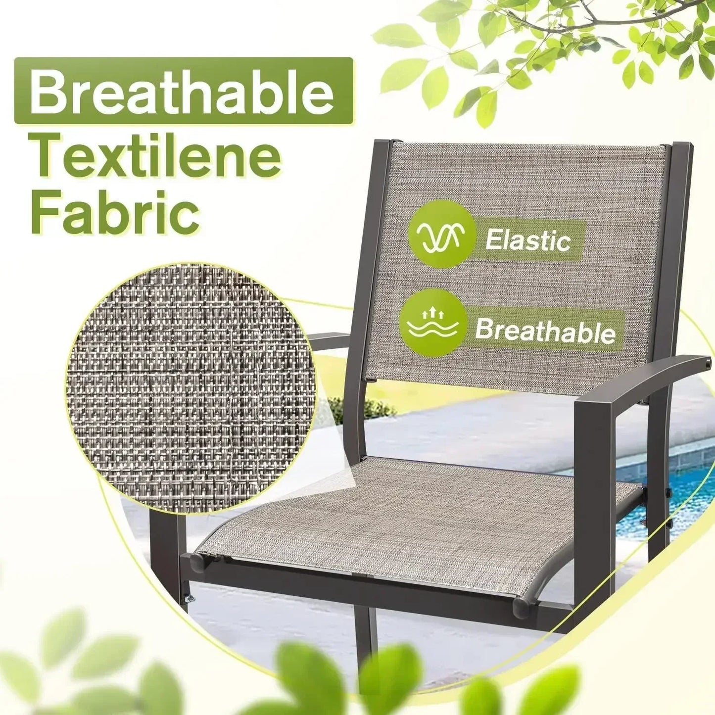 Patio Dining Set 7-Piece Outdoor Table With 6 Textilene Chairs