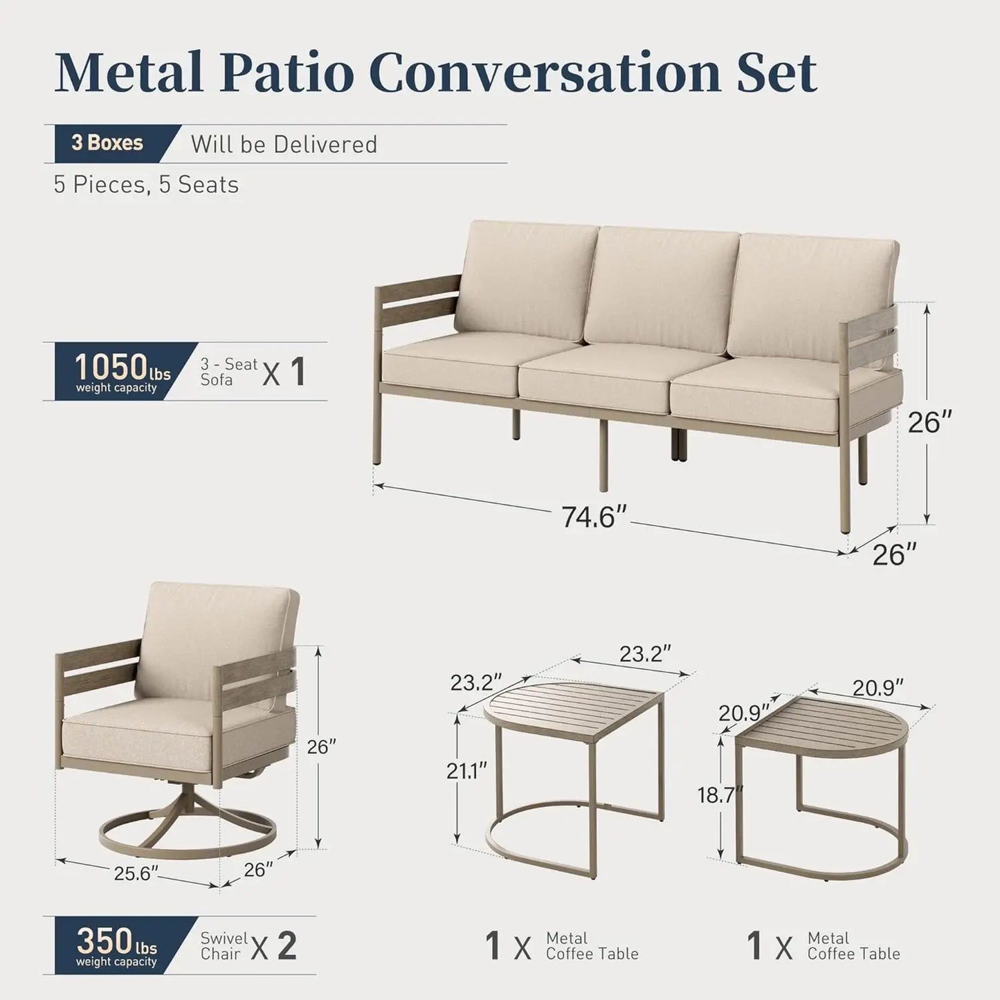 Rattan Outdoor Patio Furniture Set With Cushions All Weather