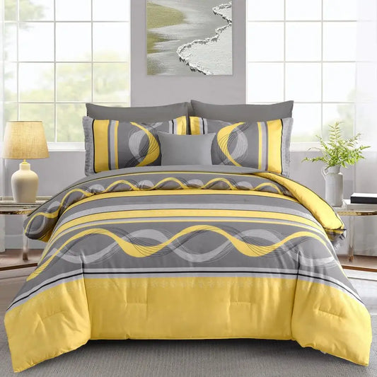 Comforter Set Bed in a Bag Patchwork Striped Boho Microfiber