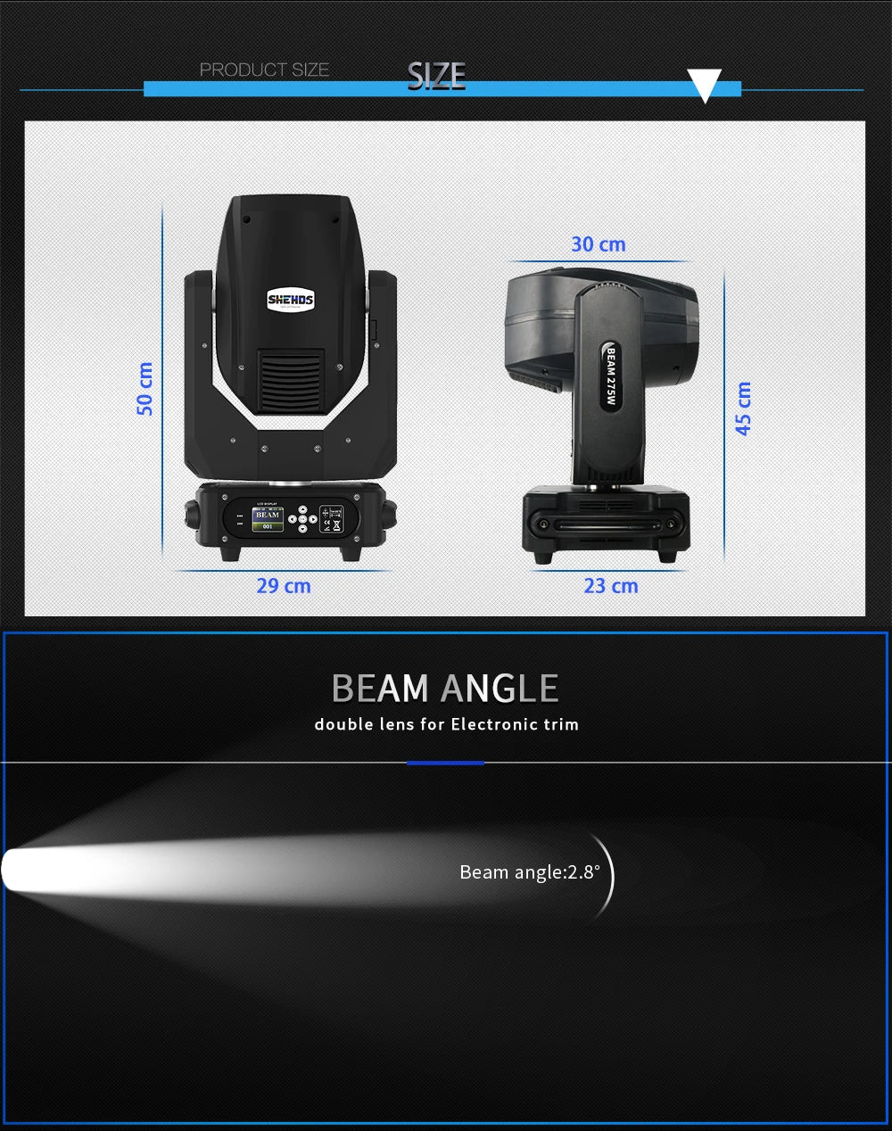SHEHDS 275W Moving Head Light Double Prism DMX512 Stage Lighting