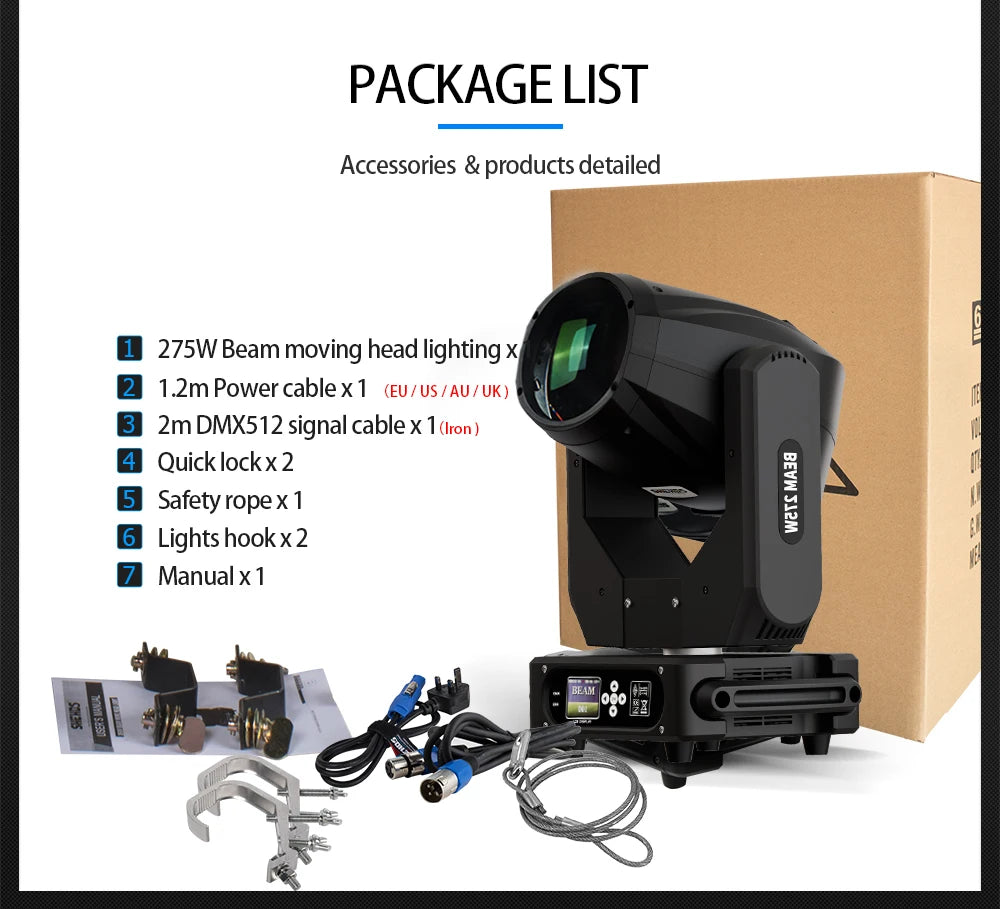 SHEHDS 275W Moving Head Light Double Prism DMX512 Stage Lighting