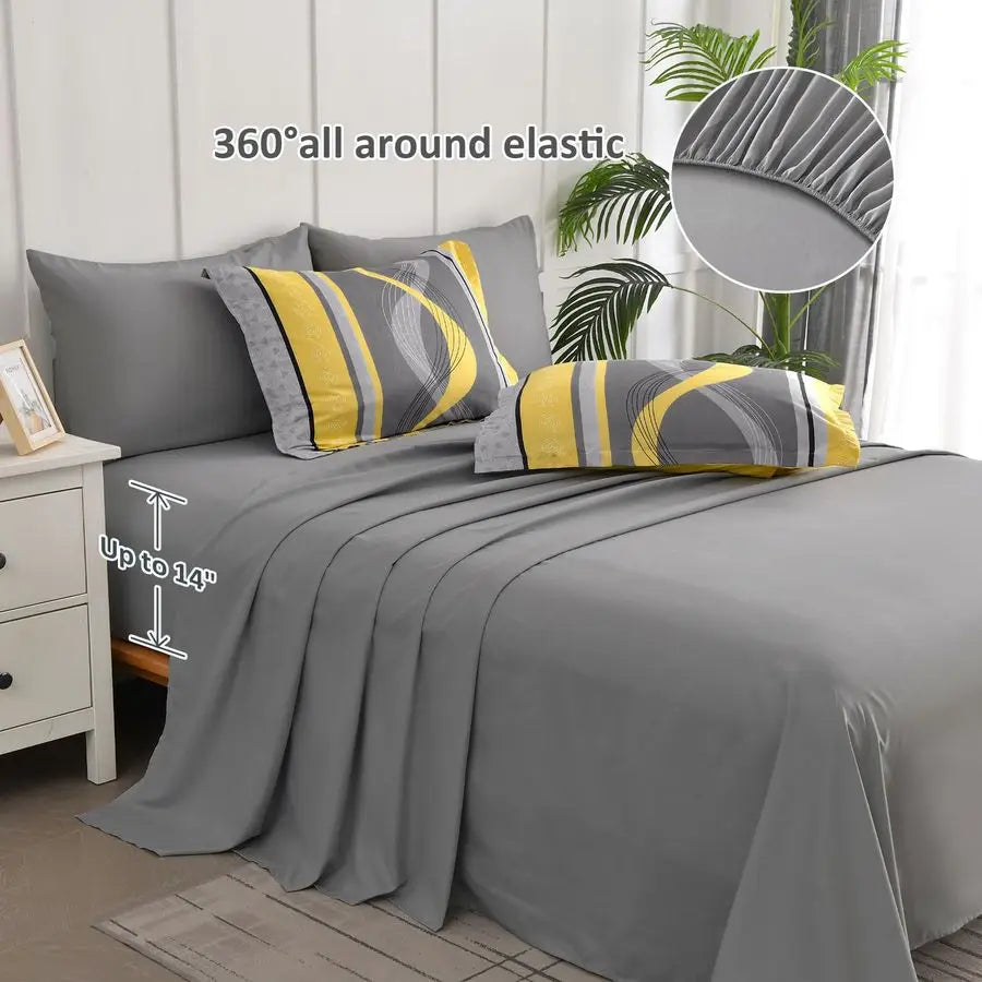 Comforter Set Bed in a Bag Patchwork Striped Boho Microfiber