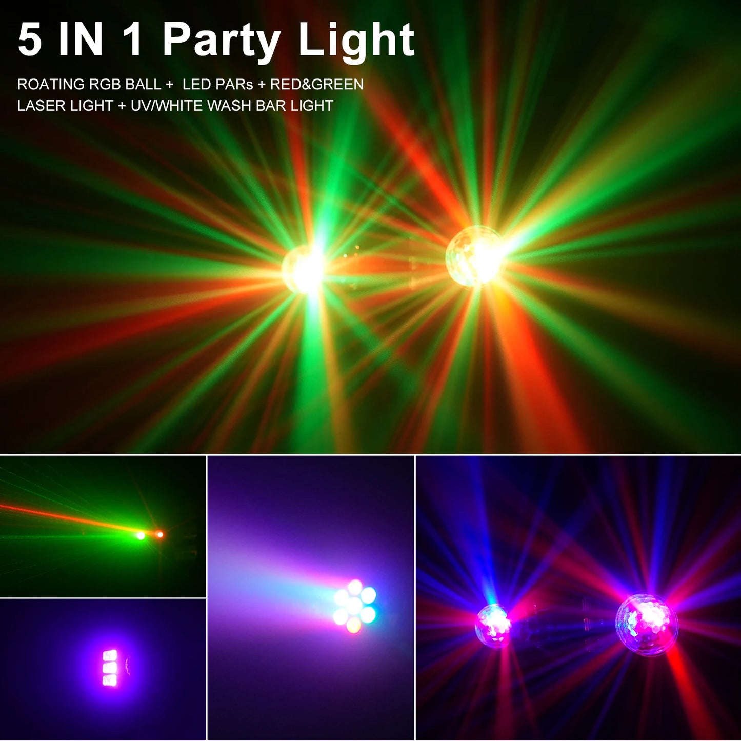 U'King Mini 5in1 Strobe Effect Light Remote Control Stage Light