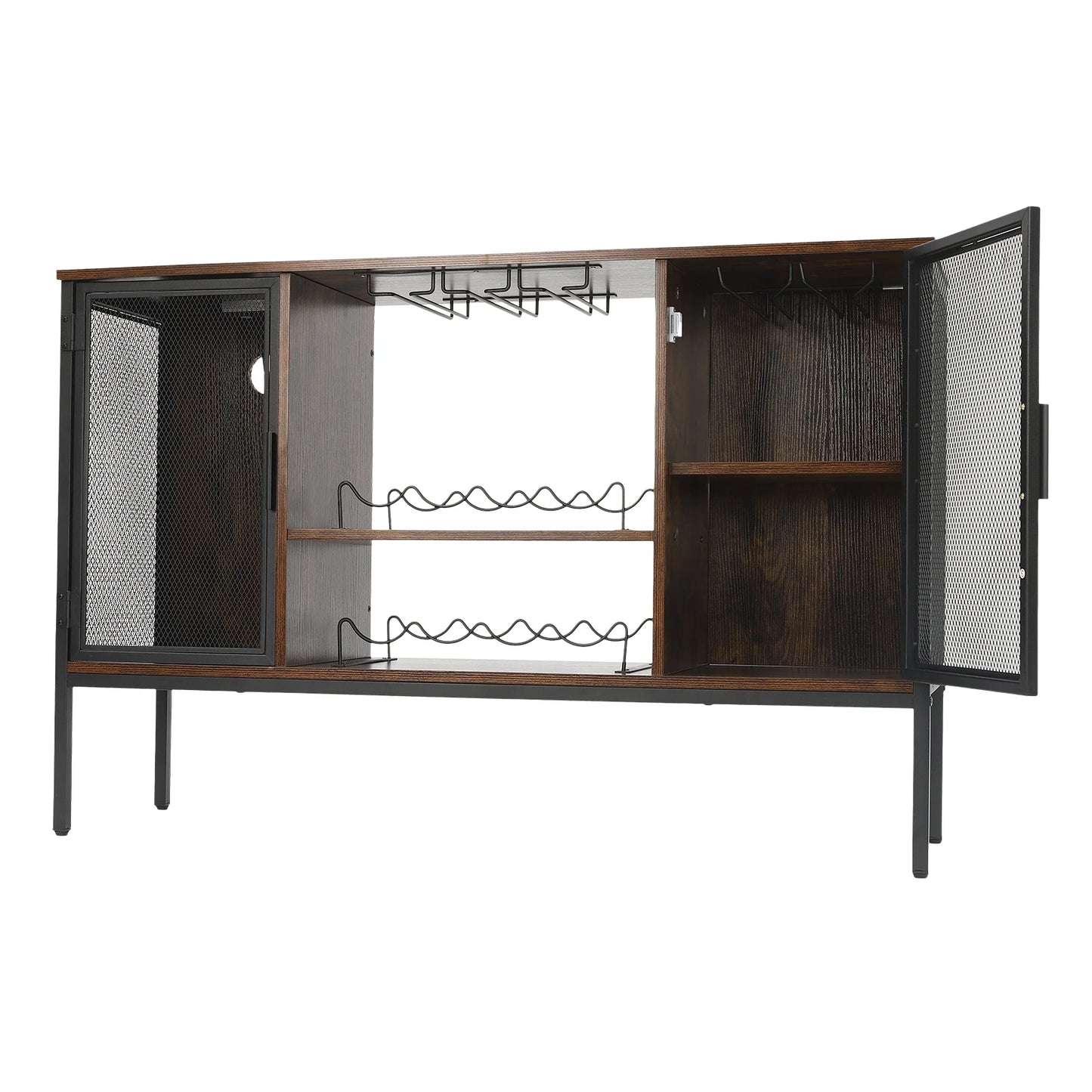 Wine Bar Cabinet With Glass Holder And Coffee Station