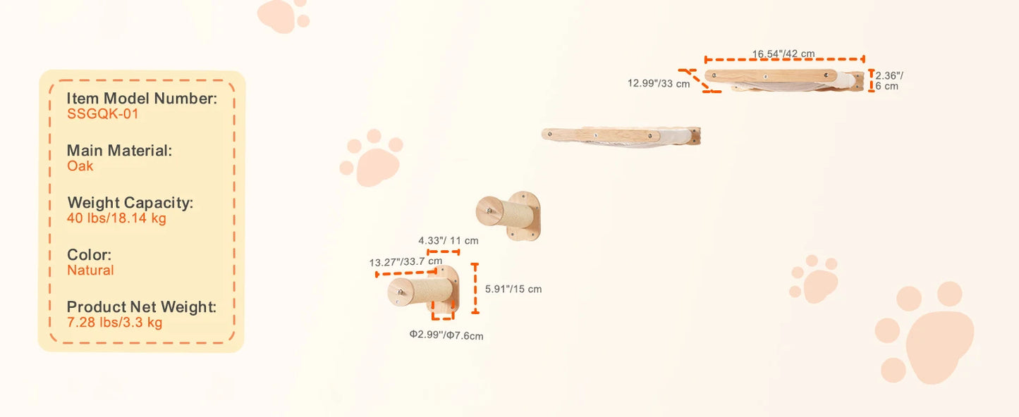 SucceBuy Wall Mounted Cat Shelves And Perches With Jumping Boards