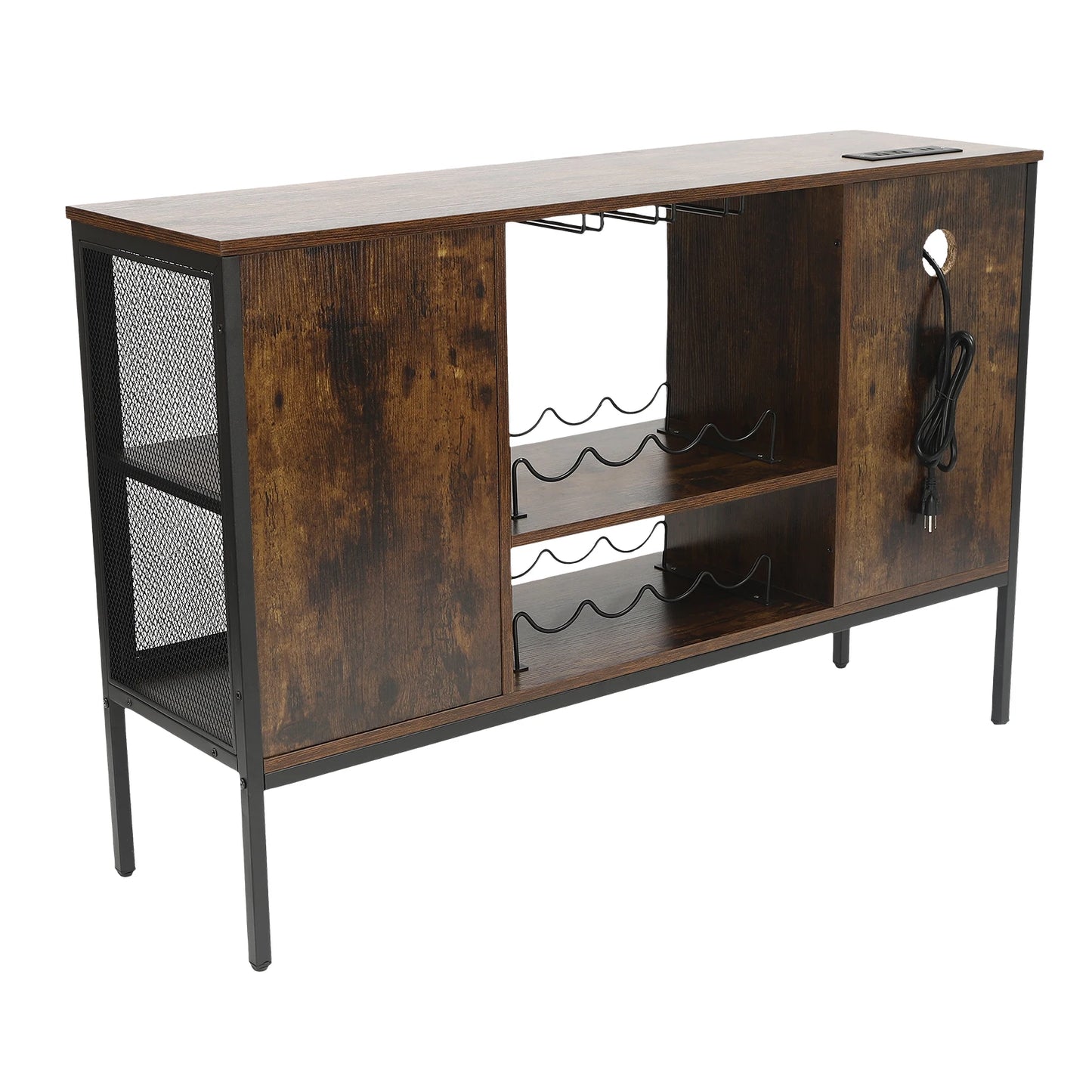 Wine Bar Cabinet With Glass Holder And Coffee Station