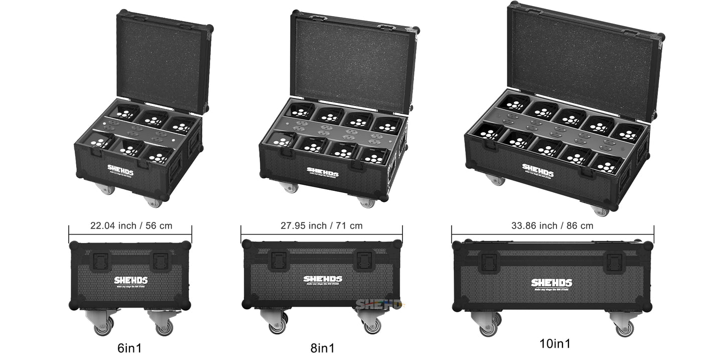 SHEHDS Wireless Battery PAR Light With Flight Case RGBWA UV