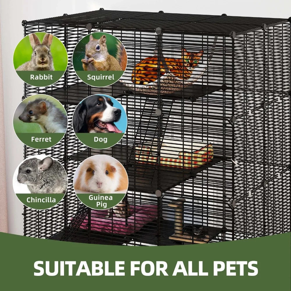 4 Tier Metal Ferret Cage Cat Catio Hammock Hutch Enclosure