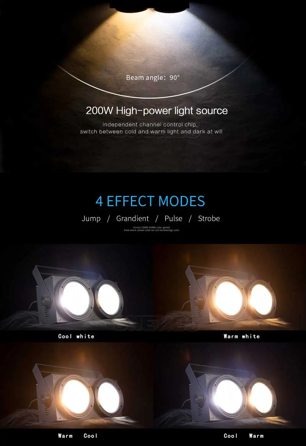 SHEHDS LED 2in1 COB 200W Stage Light DMX512 For Events