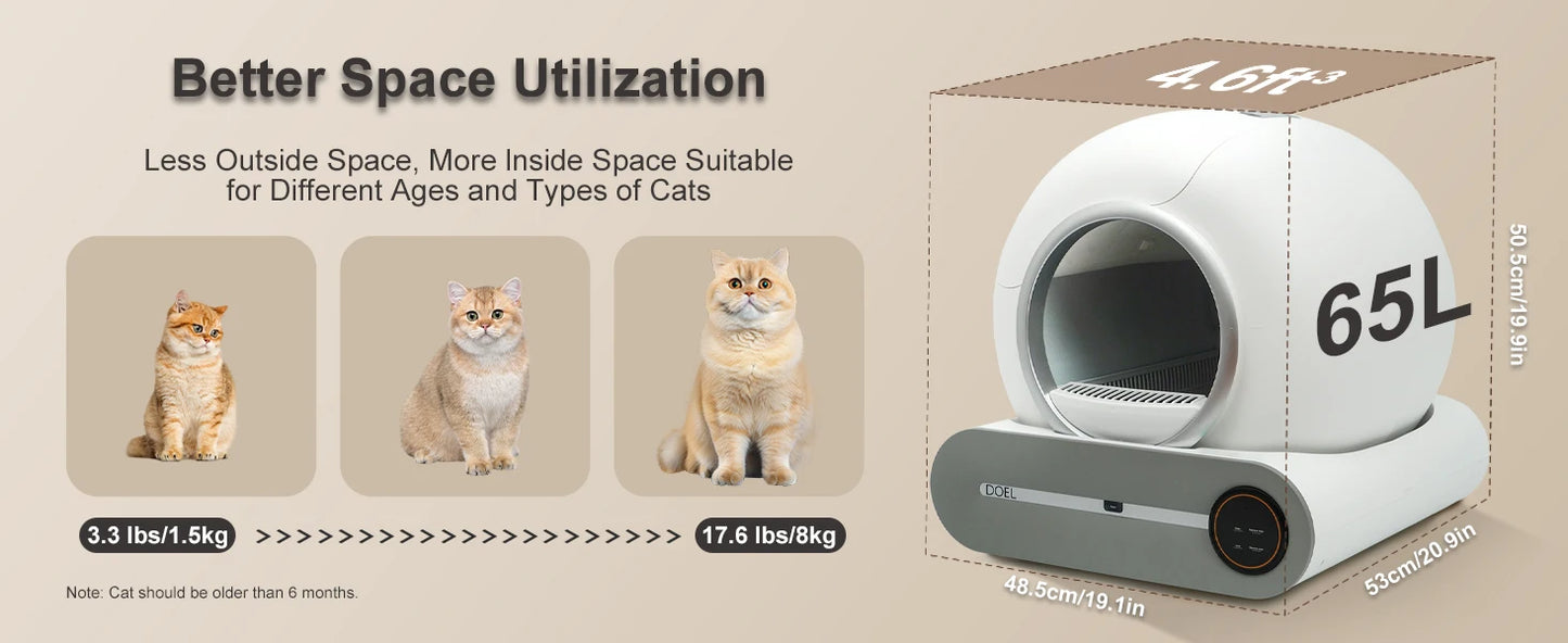 DOEL Self-Cleaning Cat Litter Box With App Control WiFi