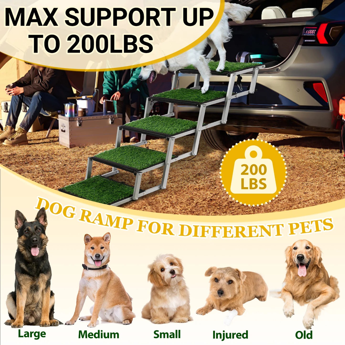 NONEDog Extra Wide Dog Stairs And Foldable Car Ramp