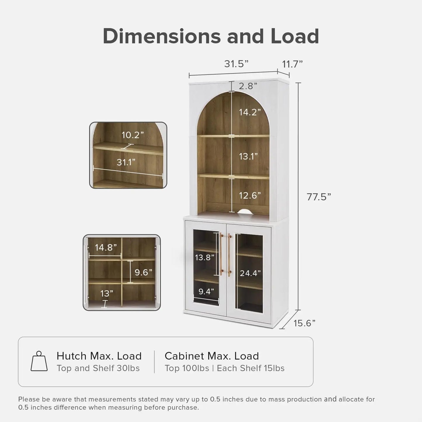 XMSJ Blake Storage Cabinet With Hutch Sideboard