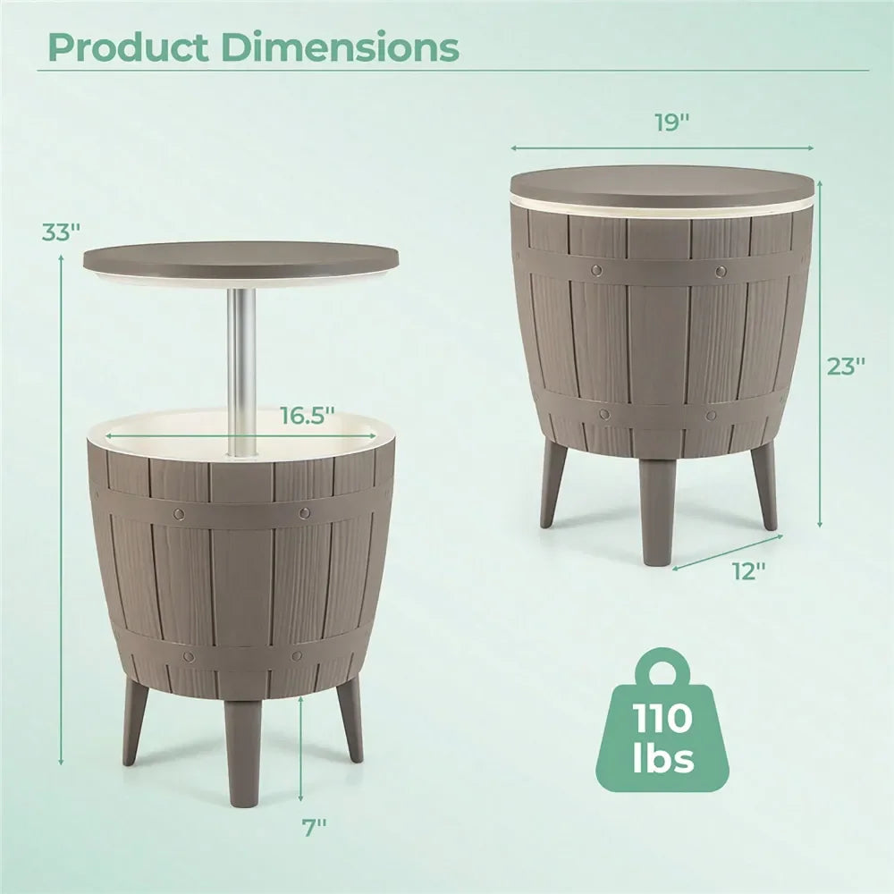 Bar Table 10 Gallon Cooler Bar Table W Telescopic Tabletop 3In1 Coffee Table Ice Bucket