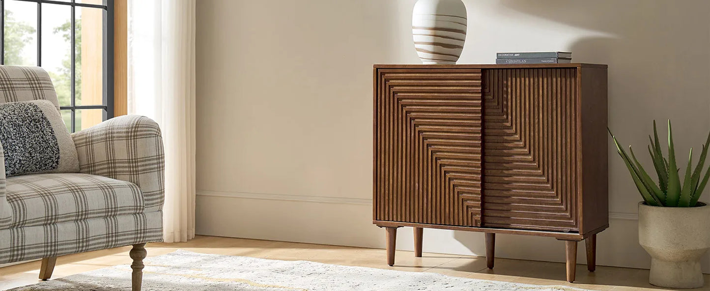 Coffee Bar Cabinet With Wine Racks And Adjustable Shelves