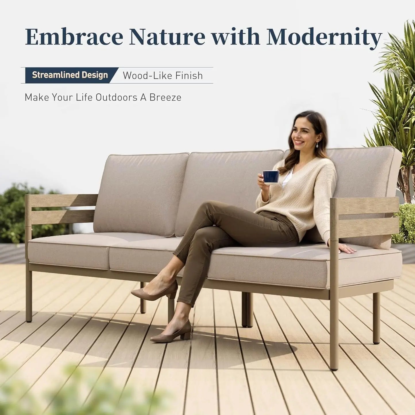 Rattan Outdoor Patio Furniture Set With Cushions All Weather