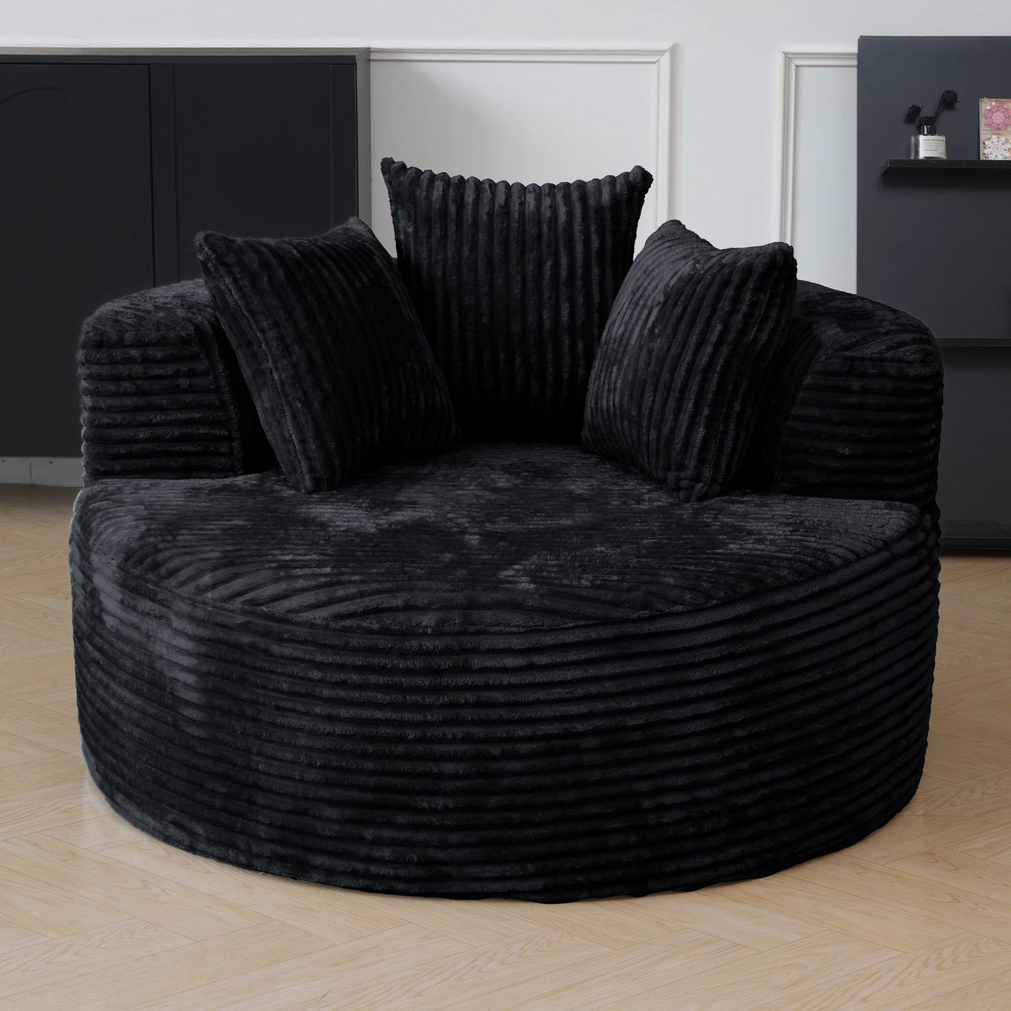 Sdorens Round Chair Lounge Chaise With Plush Faux Fur Sleeper