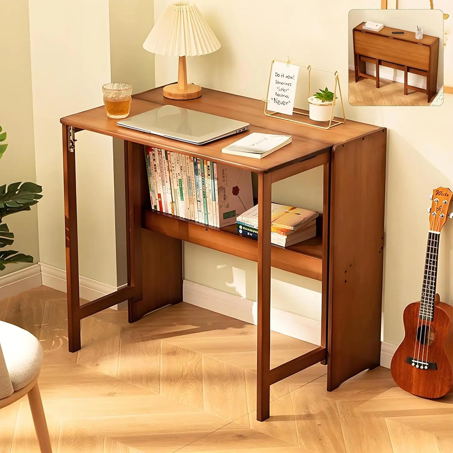 Bamboo Folding Laptop Desk for Home Office and Living Spaces
