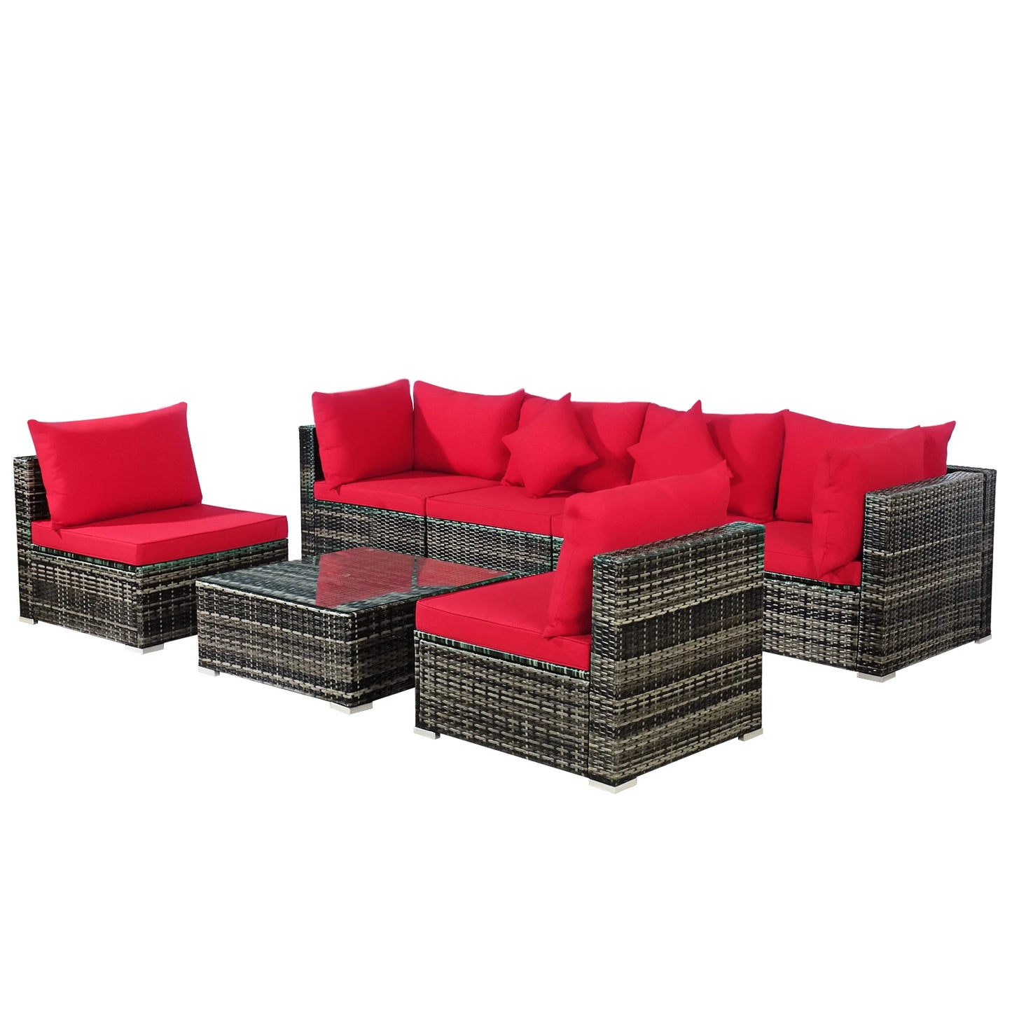HOMASIS 7 Piece Outdoor Patio Rattan Furniture Set Sectional Sofa