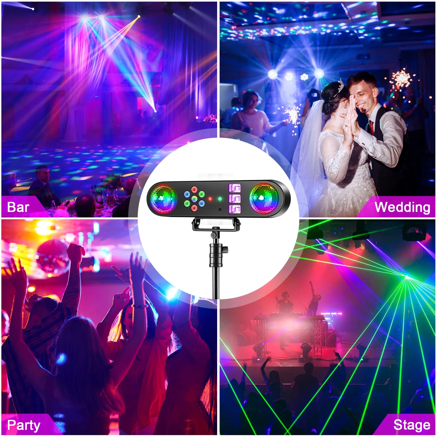 U'King Mini 5in1 Strobe Effect Light Remote Control Stage Light