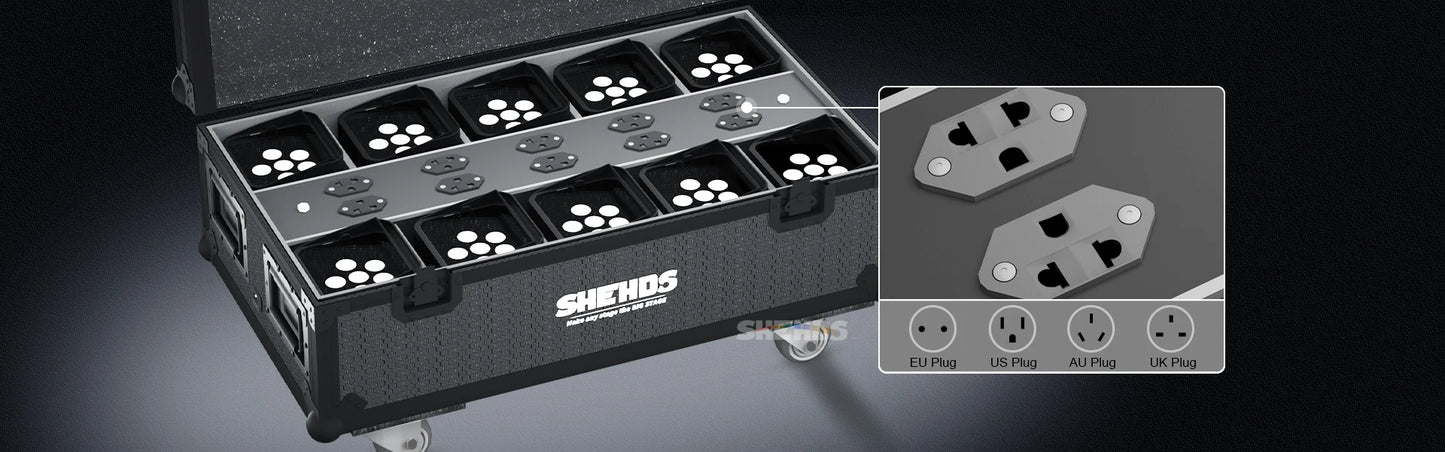 SHEHDS Wireless Battery PAR Light With Flight Case RGBWA UV