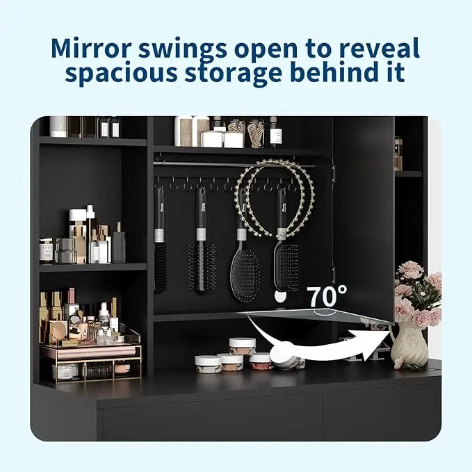 HiMISS Vanity Desk With Mirror And Adjustable Lights