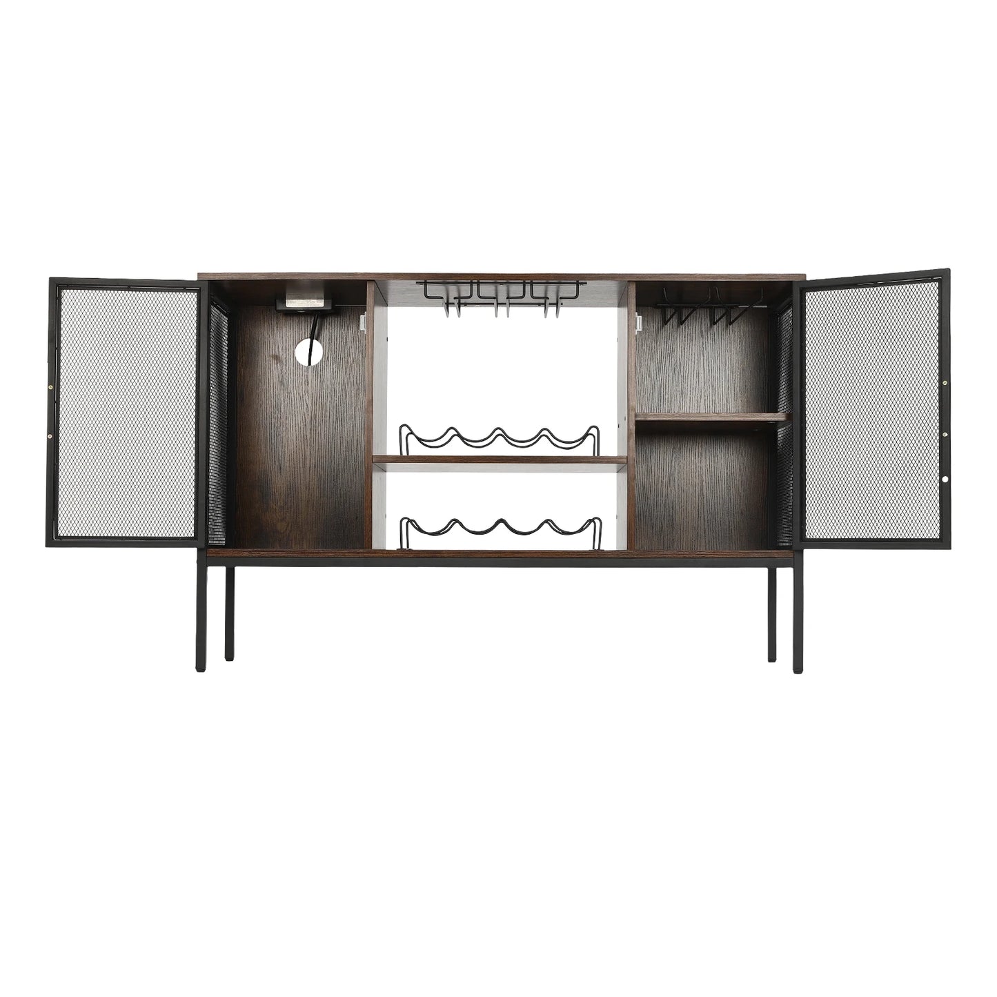 Wine Bar Cabinet With Glass Holder And Coffee Station