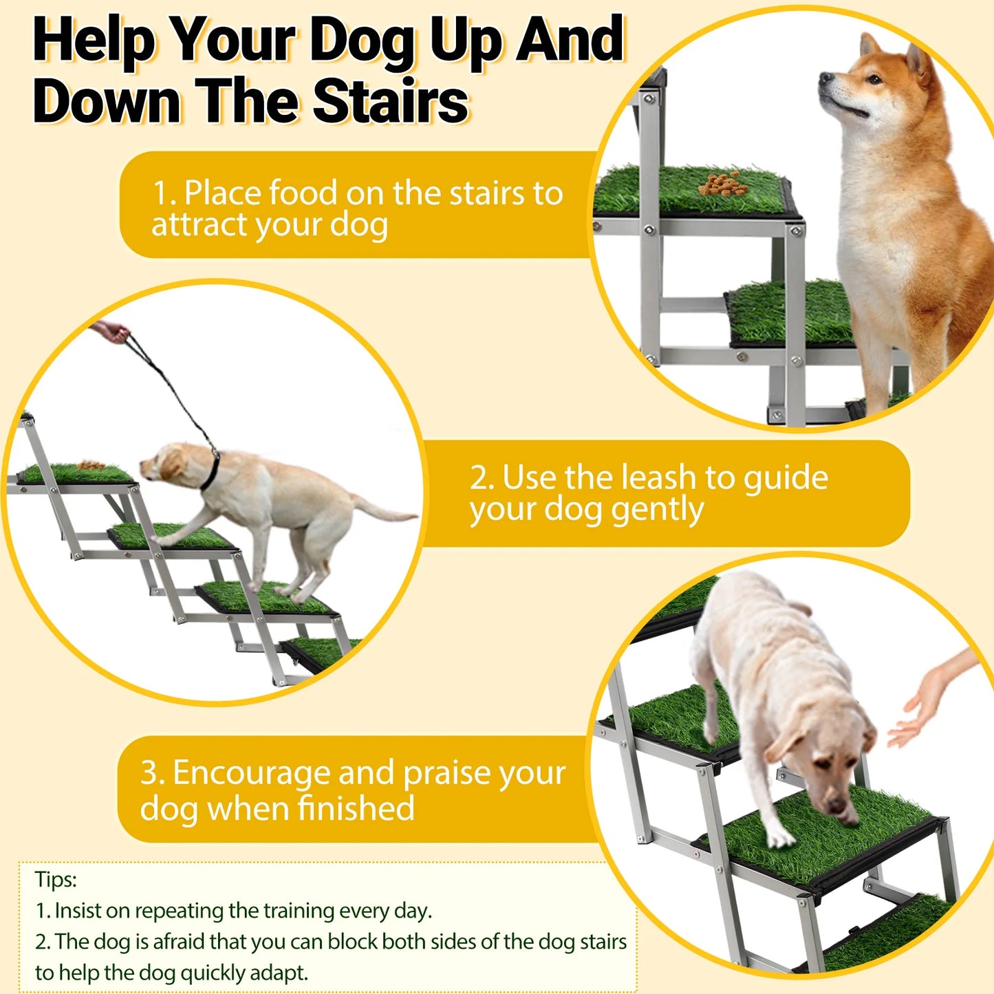 NONEDog Extra Wide Dog Stairs And Foldable Car Ramp
