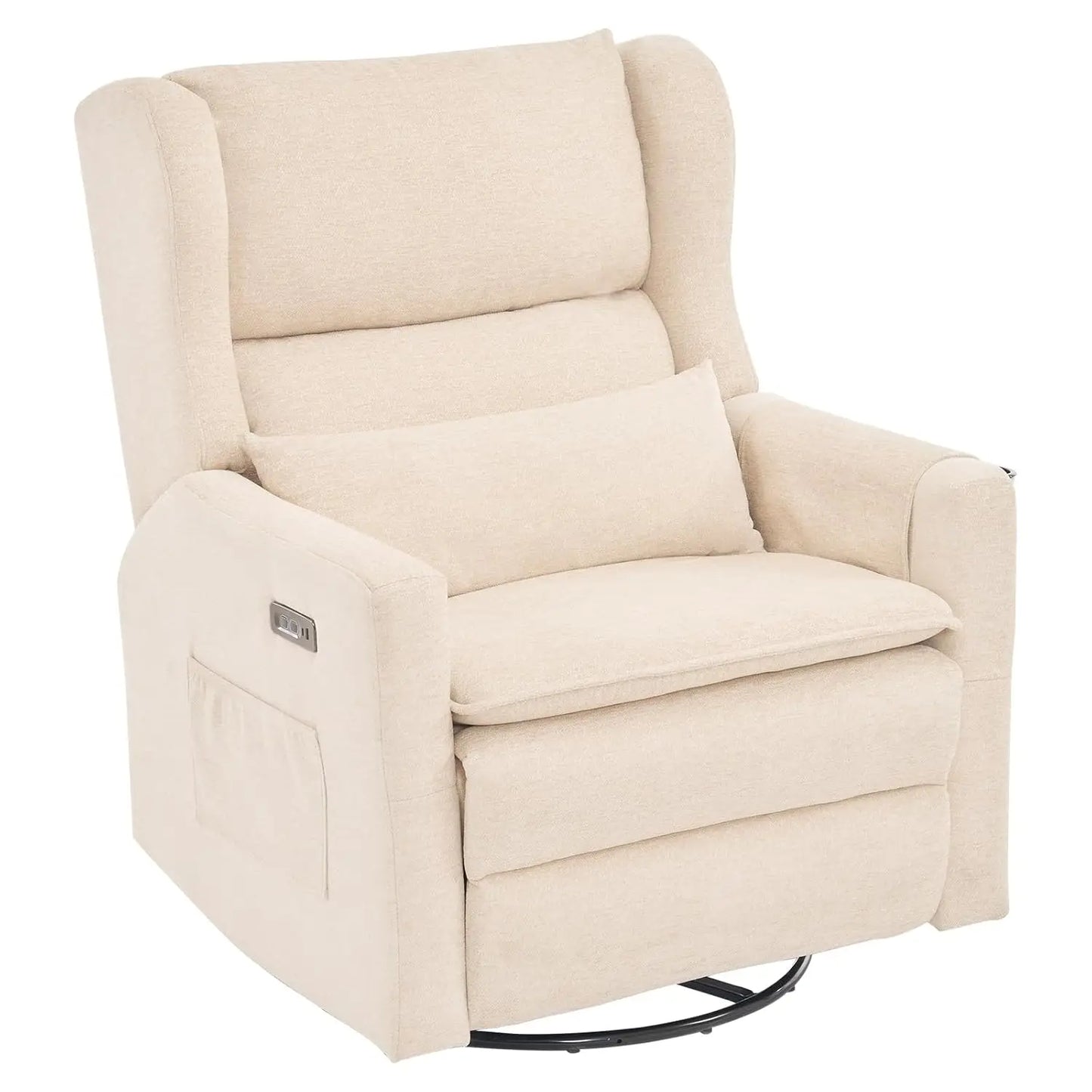 Oversized Swivel Rocker Recliner With Adjustable Headrest Nursery Chair