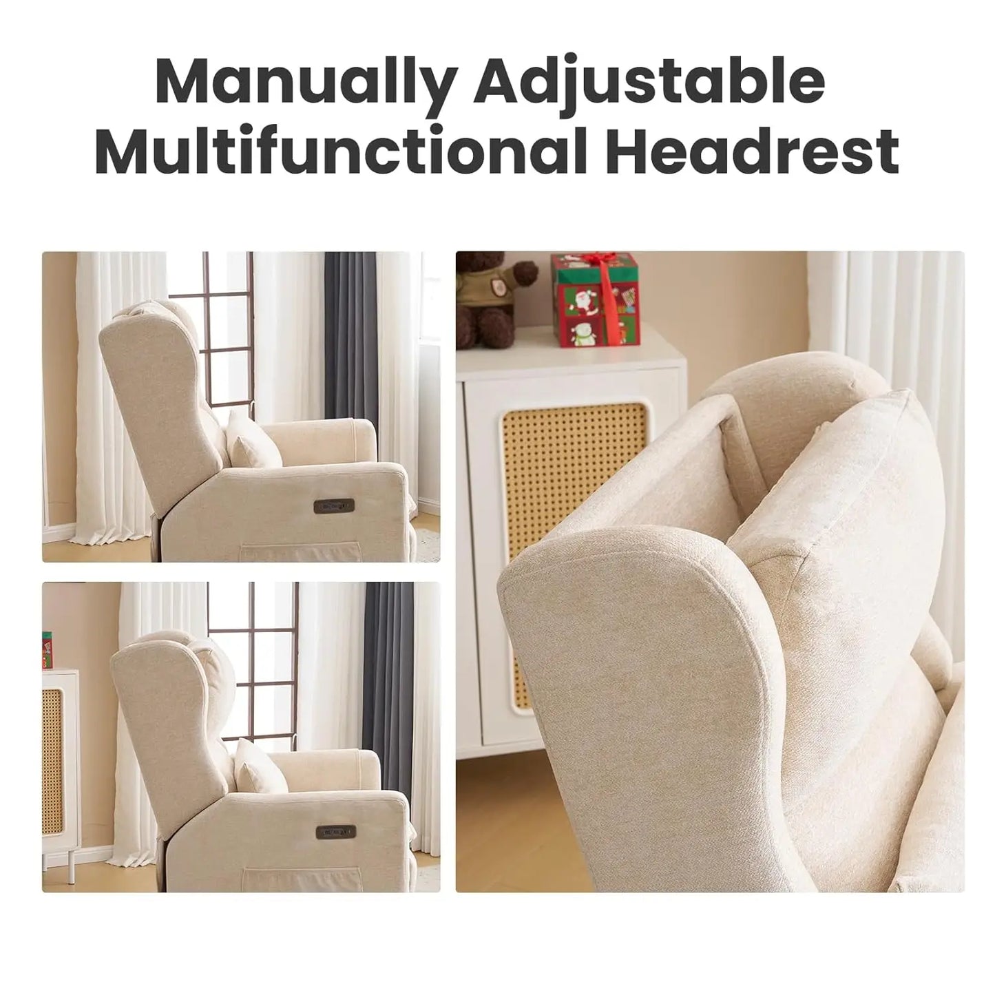 Oversized Swivel Rocker Recliner With Adjustable Headrest Nursery Chair
