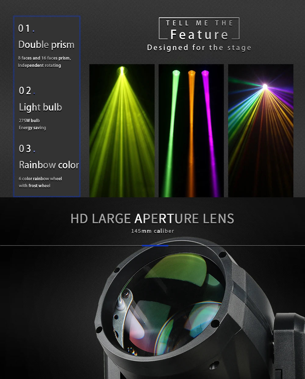 SHEHDS 275W Moving Head Light Double Prism DMX512 Stage Lighting