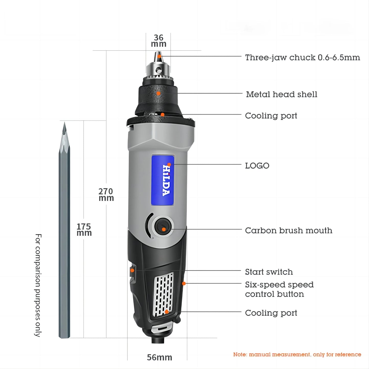 HILDA 500W Rotary Tool Variable Speed Kit For Woodworking