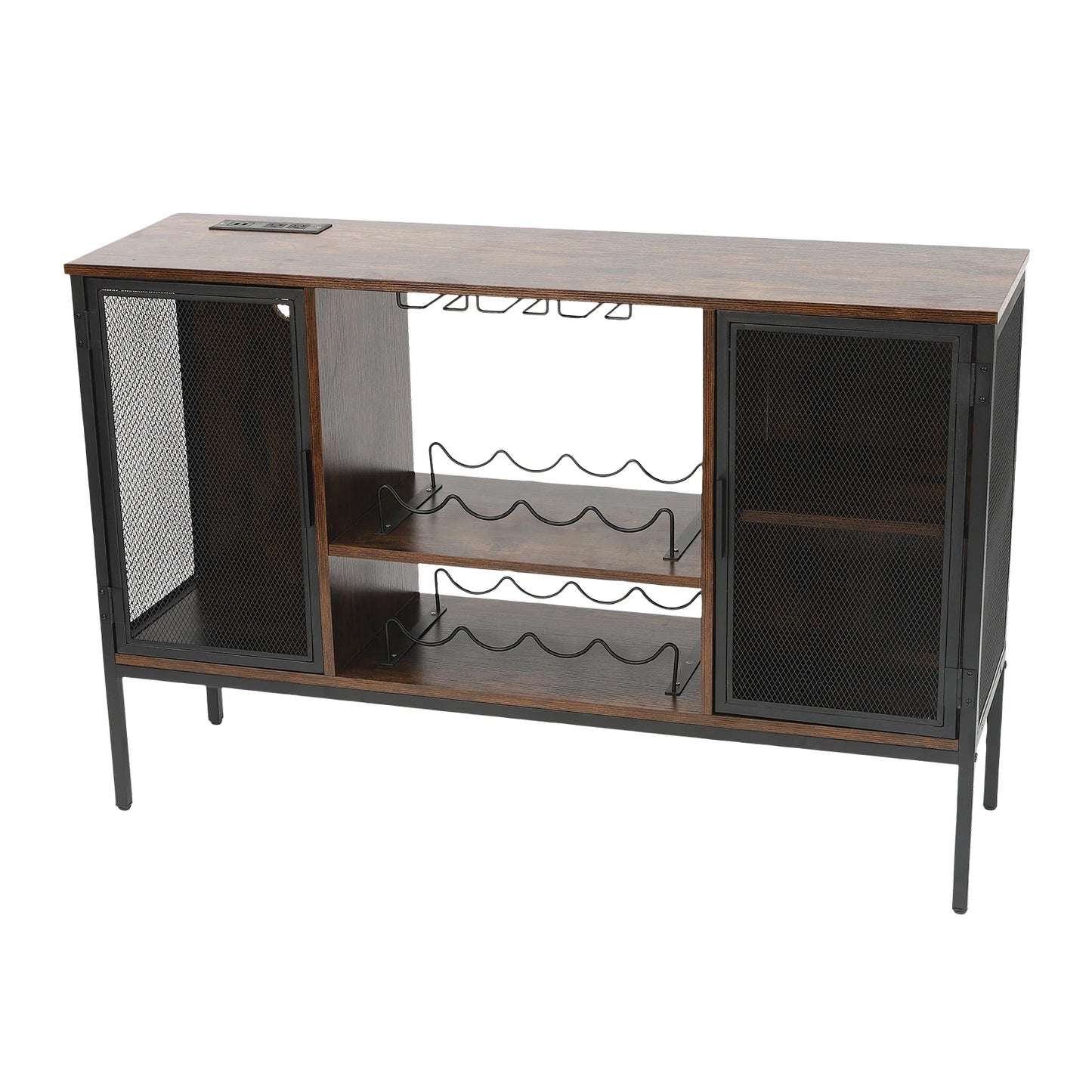 Wine Bar Cabinet With Glass Holder And Coffee Station