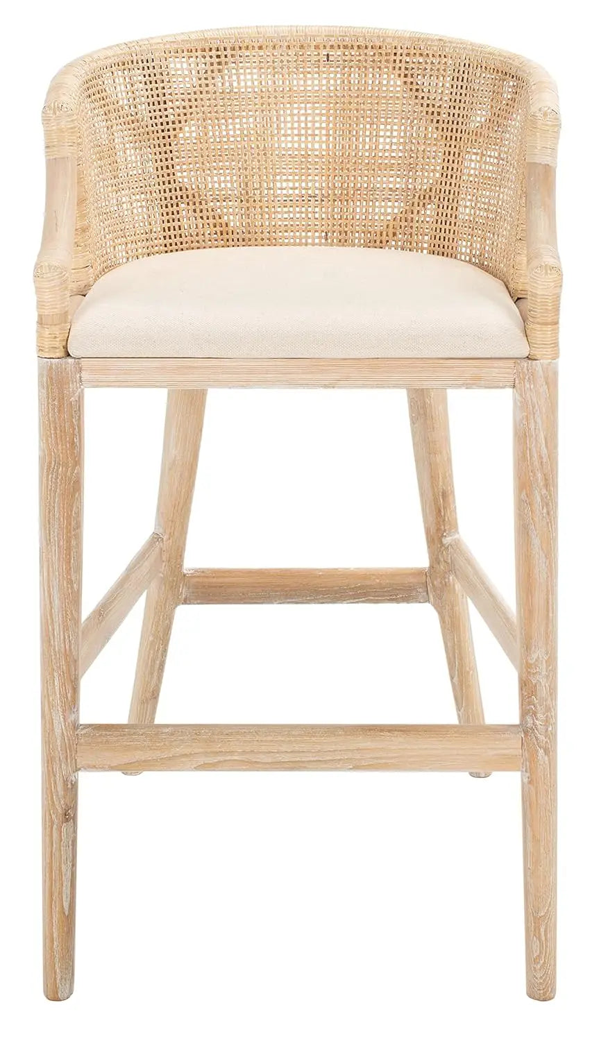 Brando 30-inch Fully Assembled Solid Wood Bar Stool - Tropical Coastal Natural Wash Legs Cushion Home Collection), Customized