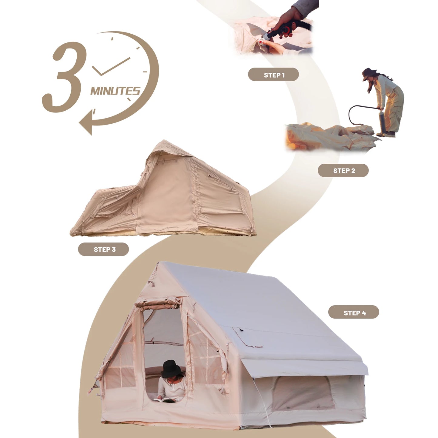 Pakicetus Inflatable Camping Tent All-Season Outdoor Shelter