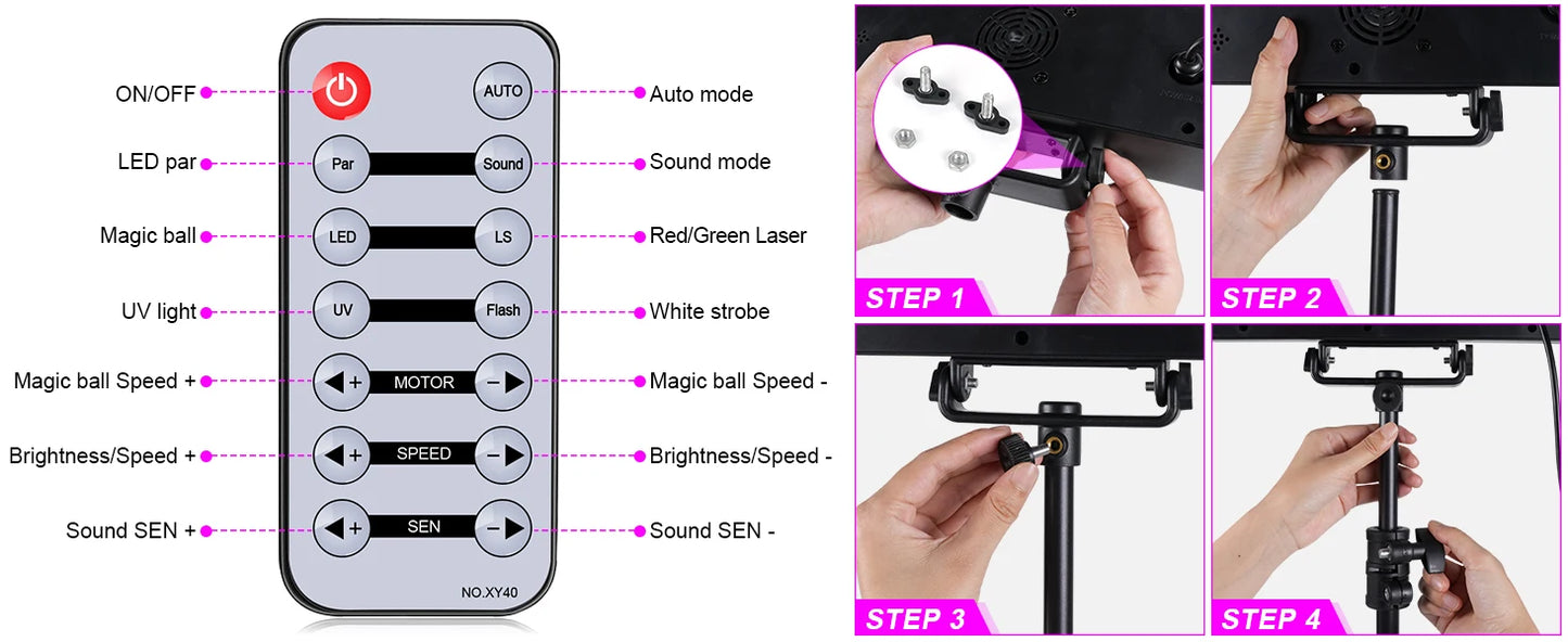 U'King Mini 5in1 Strobe Effect Light Remote Control Stage Light