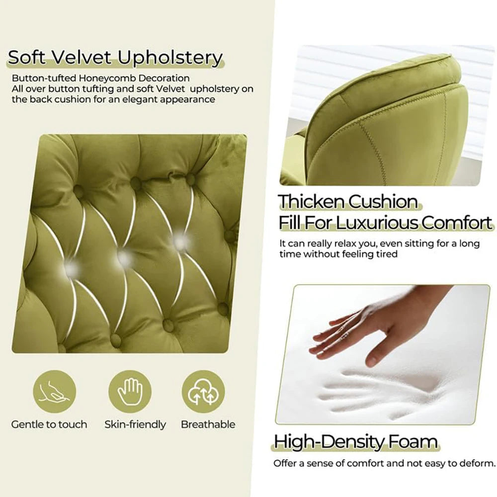 Todrani Velvet Swivel Armchair Set With Ottoman