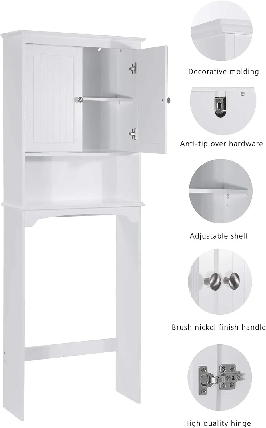 Over The Toilet Storage Cabinet, Bathroom Shelf Over Toilet, Bathroom Storage Cabinet Organizer, White