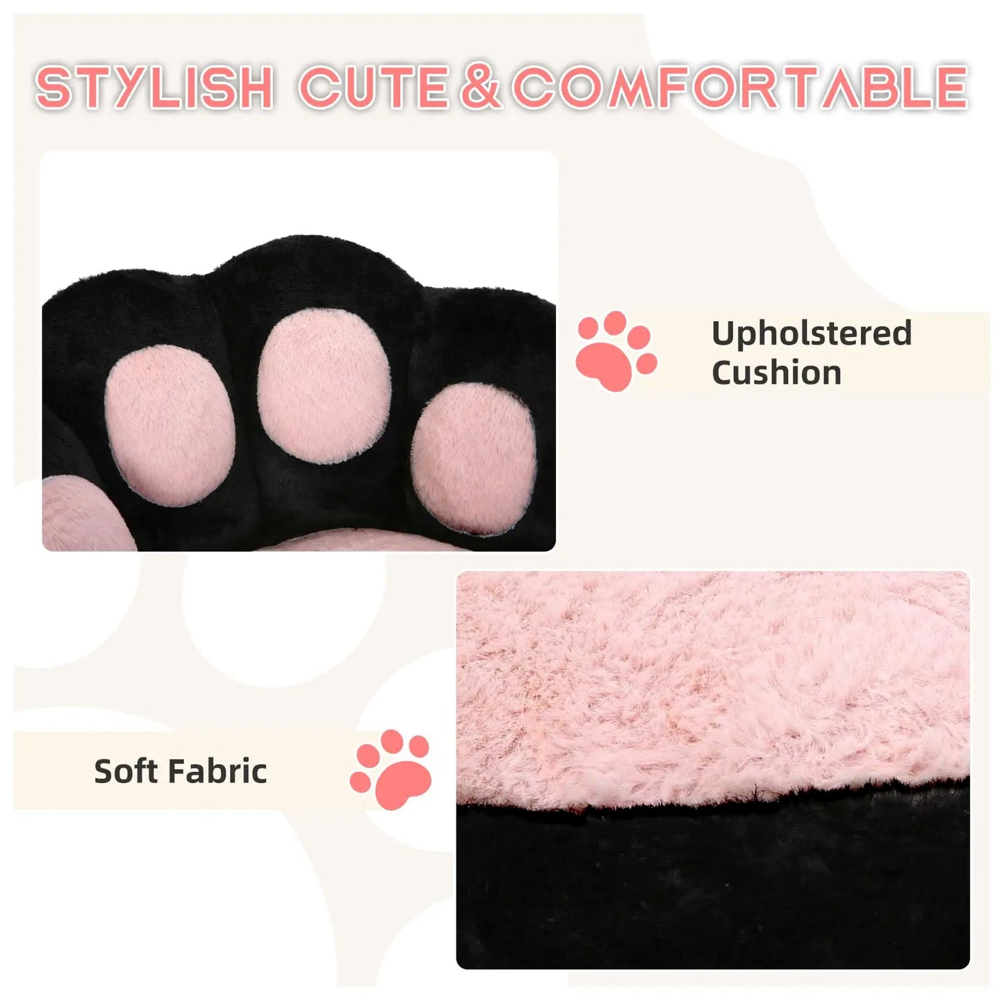 HiMISS Vanity Cat Paw Office Chair With Wheels 360 Rotation