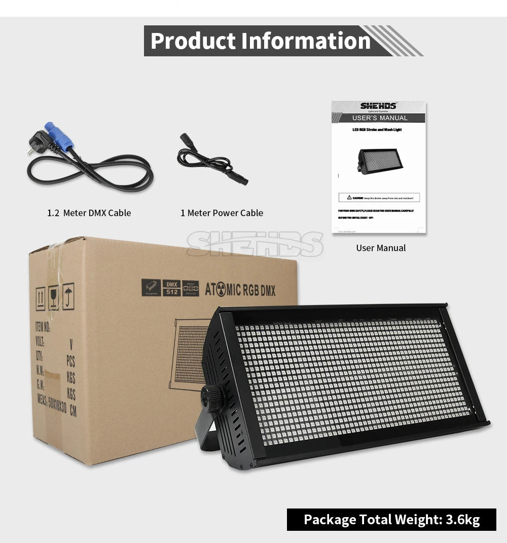 SHEHDS LED 200W RGB Marquee Strobe Light for DJ Pro