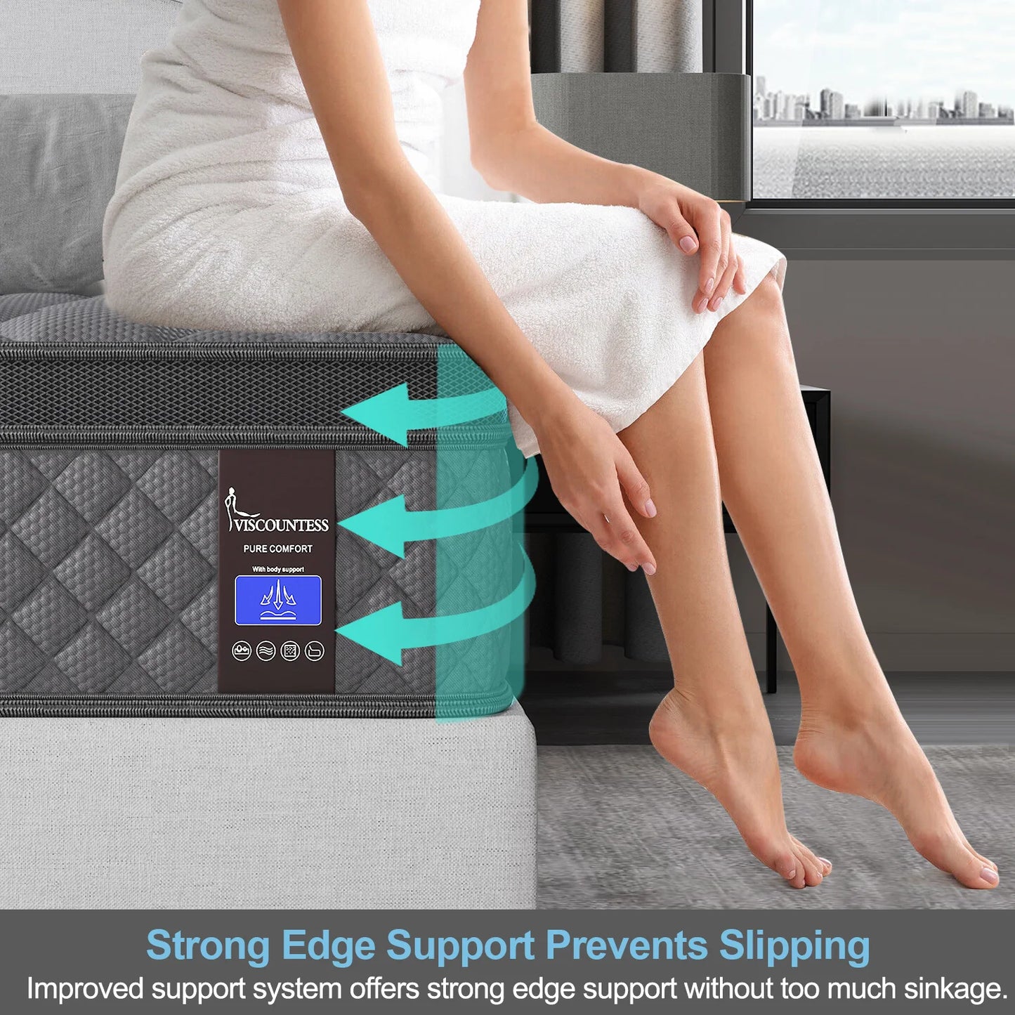 Viscountess Hybrid Mattress In A Box With Memory Foam And Pocket Springs