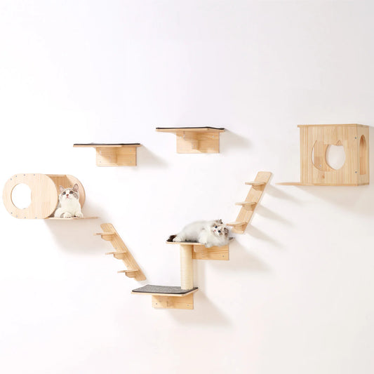 SucceBuy Wall Mounted Cat Shelves And Perches With Jumping Boards